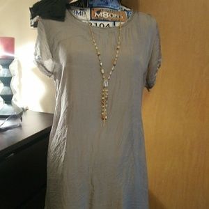 Nicole Italian Silk Dress Gray Size Large